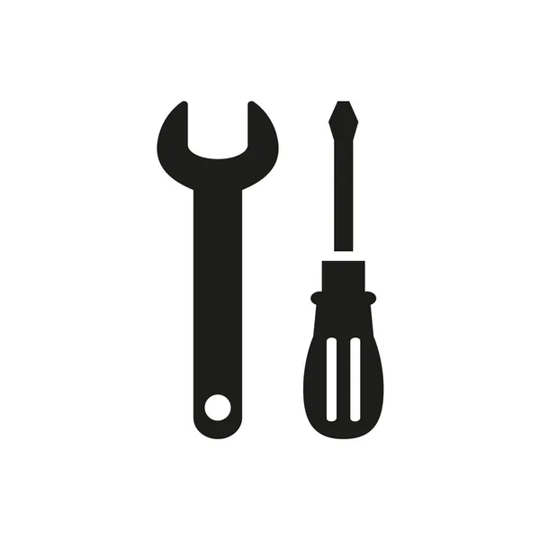 Schraubenschlüssel Und Schraubendreher Symbol Auf Weißem Hintergrund Vektorillustration — Stockvektor