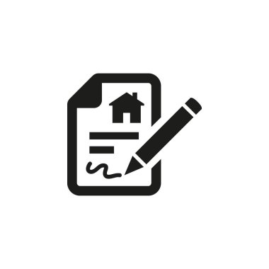 Beyaz arka planda kira sözleşmesi ikonu. Vektör illüstrasyonu.