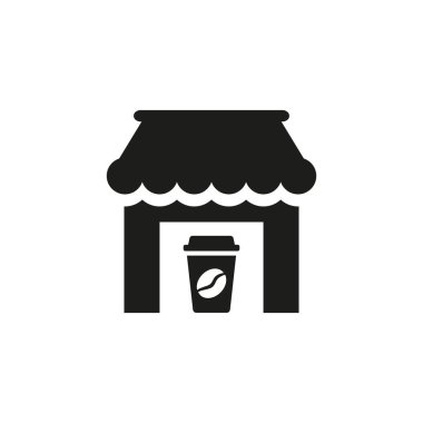 Beyaz arka planda kafe simgesi. Vektör illüstrasyonu