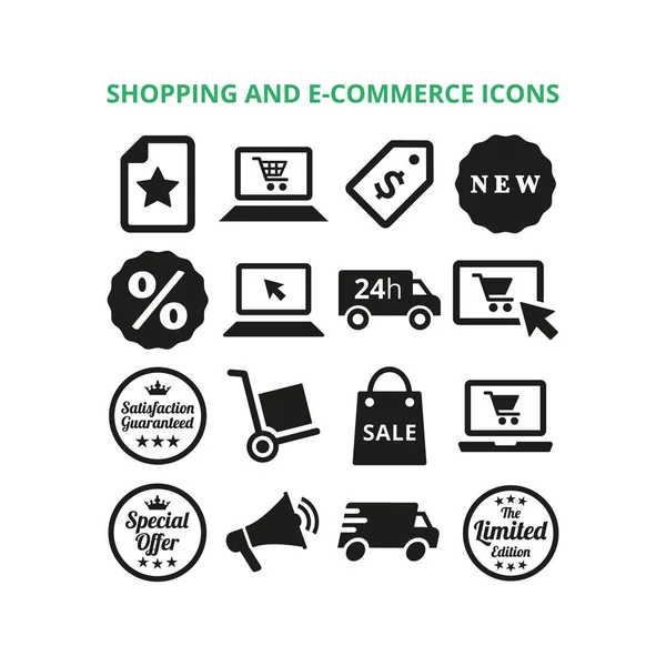 Ícones Compras Commerce Fundo Branco Ilustração Vetorial Ilustrações De Stock Royalty-Free