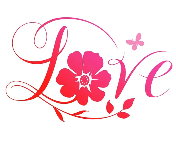 Floral love inscription — Stock Vector