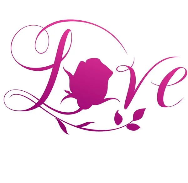 Inscription amour floral — Image vectorielle