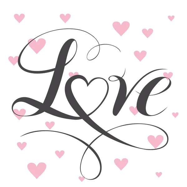 Decorative love text with heart. — Stock Vector