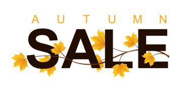 Akçaağaç yapraklı sonbahar satış şablonu tasarımı. Vektör illüstrasyonu