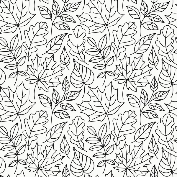 Zwart Wit Set Decoratieve Herfstbladeren — Stockvector