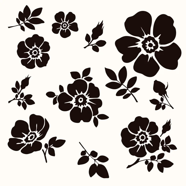 Aantal bloemen silhouetten — Stockvector