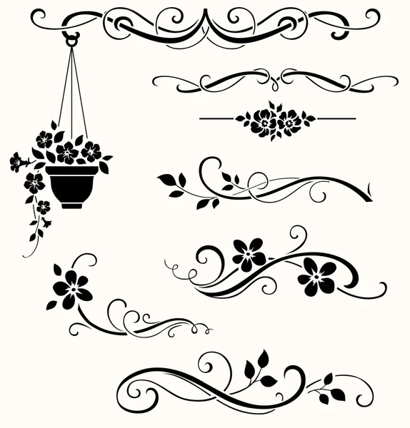 Elementos de decoração floral —  Vetores de Stock