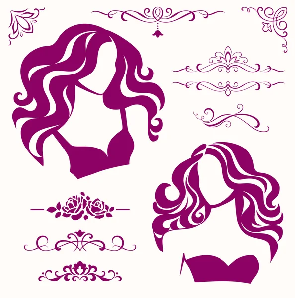 Female decorative elements — Stock Vector