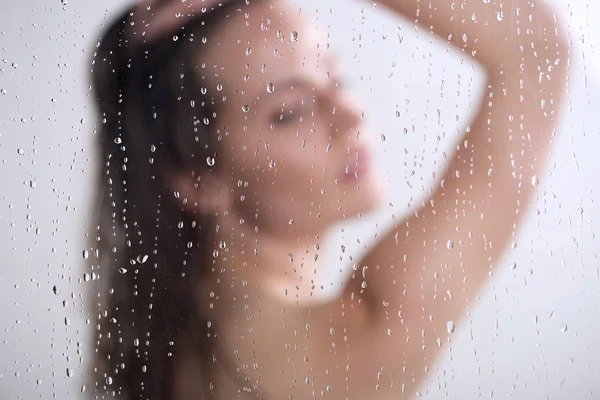 Weeping glass with woman — Stock Photo, Image