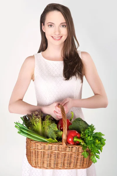 Woman with basket — Stock Photo, Image