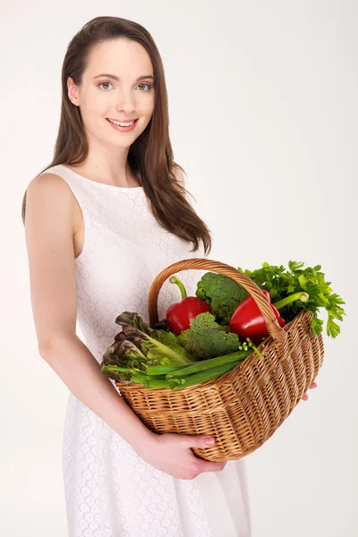 Woman with basket — Stock Photo, Image