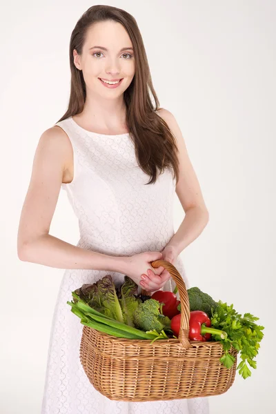 Woman with basket — Stock Photo, Image