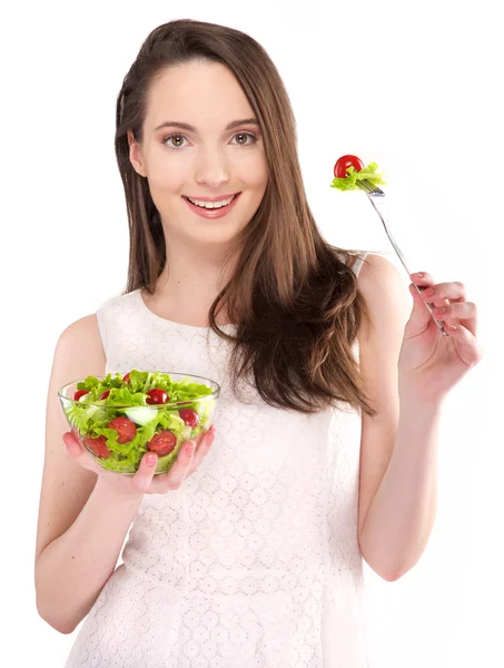 Vrouw met salade — Stockfoto