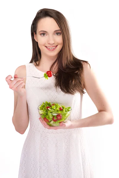 Vrouw met salade — Stockfoto