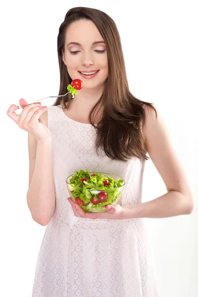 Vrouw met salade — Stockfoto