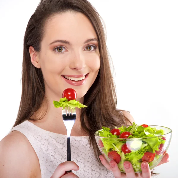 Vrouw met salade — Stockfoto