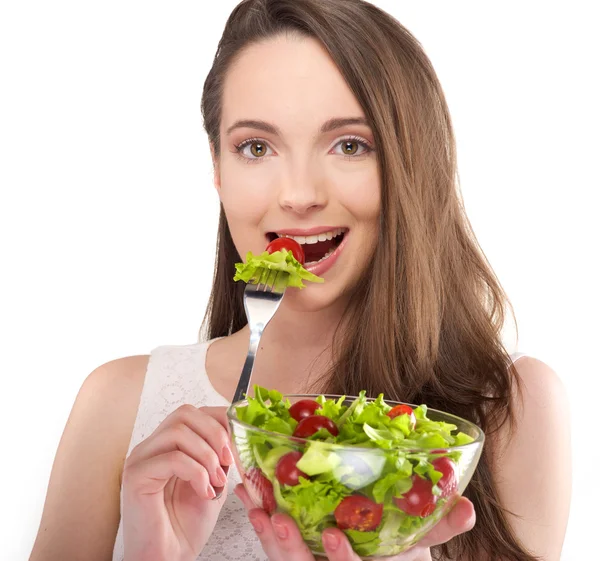 Vrouw met salade — Stockfoto