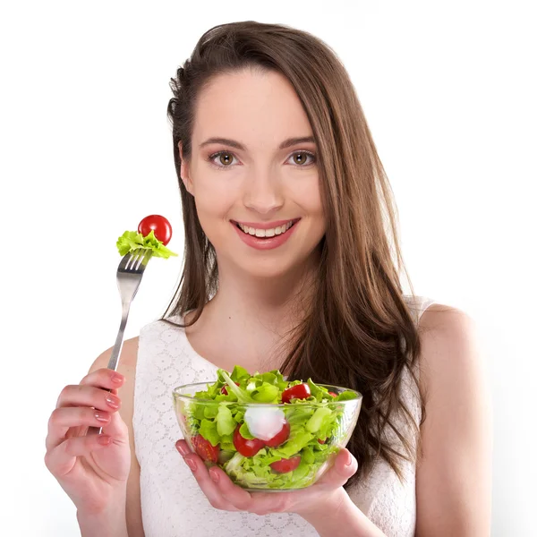 Vrouw met salade — Stockfoto