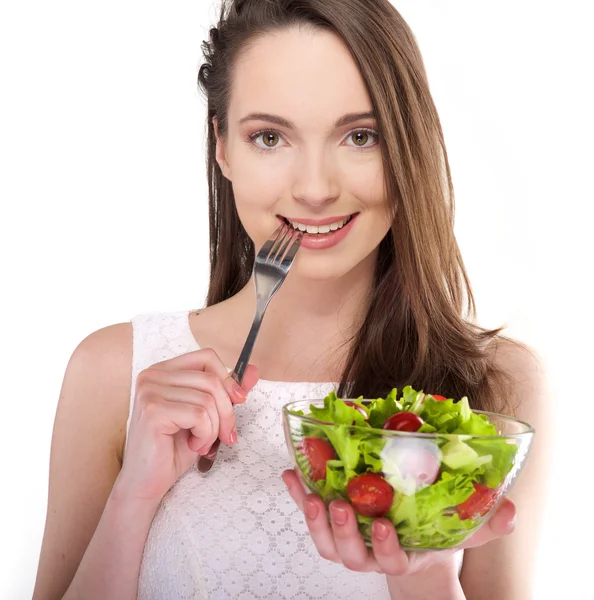 Vrouw met salade — Stockfoto