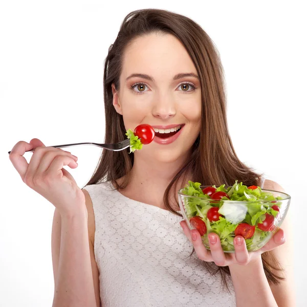 Vrouw met salade — Stockfoto