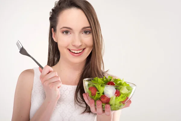 サラダを持つ女性 ストックフォト