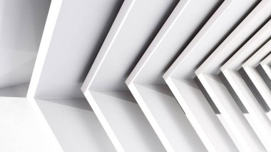 Soyut Beyaz Mimarlık Geçmişi. Minimum Geometrik Duvar Kağıdı. Beyaz Bina 'nın 3 boyutlu tasviri. Modern Geometrik Duvar Kağıdı. Fütürist Teknoloji.