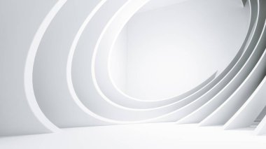 Soyut Beyaz Mimarlık Geçmişi. Minimum Geometrik Dalga Duvar Kağıdı. Beyaz Daire Binası 'nın 3 boyutlu tasviri. Modern Geometrik Duvar Kağıdı. Fütürist Teknoloji