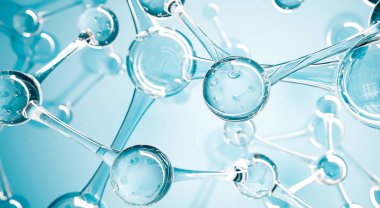 Soyut su molekülleri tasarımı. Atom formülü. Kimya bilimi afişi veya el ilanı için soyut DNA arkaplanı. Bilim ya da tıbbi geçmiş. 3d resimleme