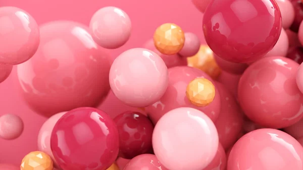 Abstracte Achtergrond Met Sferen Pastel Roze Bellen Illustratie Van Ballen — Stockfoto