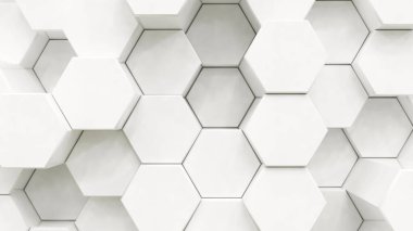 Altın altıgenli soyut beyaz lüks arka plan. 3d oluşturma