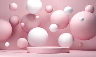 3D, altın elementlerle podyum geometrisi çiziyor. Soyut geometrik şekil boş podyum. Ürün sunumu için sahne. Boş vitrin, kaidesel platform görüntüsü.