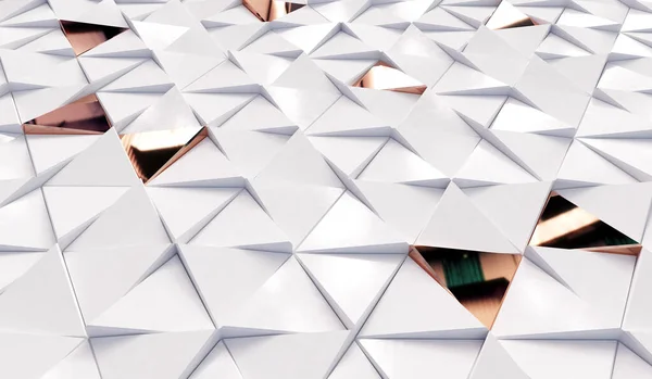 Abstraktní Trojúhelníkové Luxusní Pozadí Bílými Zlatými Trojúhelníky Geometrické Vykreslování — Stock fotografie