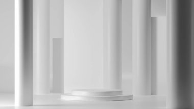 Ürün sunumu için yuvarlak podyum. Soyut boş kaide, ürün görüntüleme platformu.