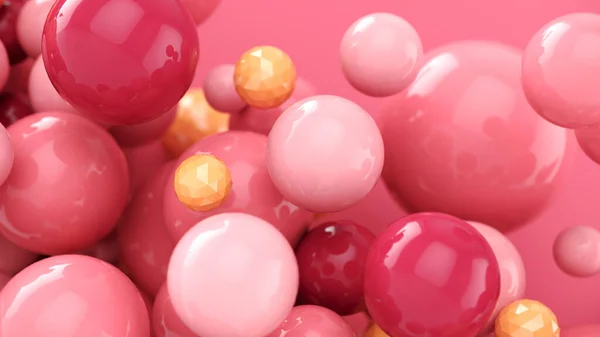Abstracte Achtergrond Met Sferen Kleurrijk Design Concept Pastel Roze Bellen — Stockfoto