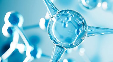 Soyut su molekülleri tasarımı. Bilim ya da tıbbi geçmiş. Atom formülü. Kimya bilimi afişi veya el ilanı için soyut DNA arkaplanı. 3d resimleme