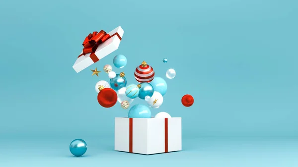 Geöffnete Geschenkbox Frohes Neues Jahr Oder Weihnachten Box Mit Geschenken — Stockfoto