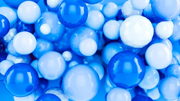 Fundo Azul Abstrato Com Esferas Design Bolhas Renderização — Fotografia de Stock