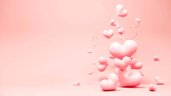 Valentinstag abstrakten Hintergrund mit roten Herzen. 14. Februar, Liebe. Romantische Hochzeits-Grußkarte. Frauen, Muttertag. 3D-Darstellung. — Stockfoto