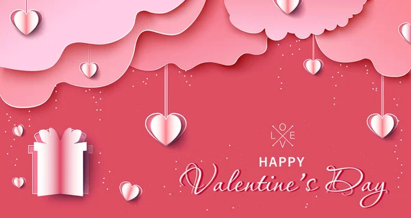 День Святого Валентина Продається Банер Фону Червоні Серця Милий Любовний — стоковий вектор