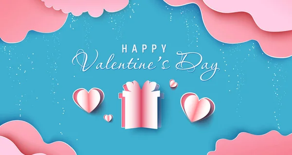 バレンタインデーの販売バナーの背景。赤いハート。かわいい愛のバナーやバレンタインの紙の挨拶カード。ベクターイラスト. — ストックベクタ