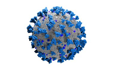 Coronavirus 'un yeni pulu beyaza izole edildi. Koronavirüs hücrelerine ya da bakteri moleküllerine yakın çekim. Bulaşıcı baca. Bakteri, hücre enfeksiyonlu organizma. Virüs Covid-19. 3d Hazırlama