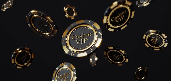Casino de lujo fichas de oro. Chips de póquer cayendo Foto Premium — Foto de Stock