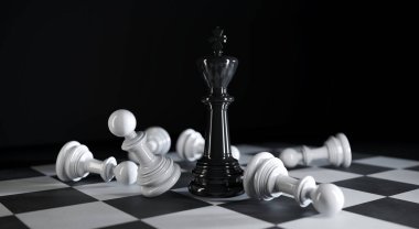 Satranç kralı, 3D illüstrasyon Premium Fotoğraf 'da çeşitli beyaz satranç taşları arasında yer almaktadır.