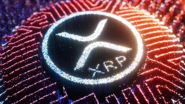 デジタルアートXRPロゴシンボル。リップル暗号通貨未来的な3Dイラスト — ストック写真