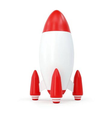 Arka planda logo için izole edilmiş oyuncak roketler. 3B görüntüleme