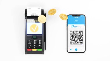 DashPay sistemi kripto para birimi hızlı işlemler. Sayısal şifreli para Dash ve ödeme terminali. Kripto ödemeyi telefon geçmişiyle yapıyor. 3B görüntüleme