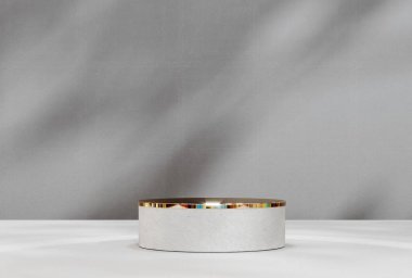 Ürün gösterimi için soyut kaide, boş platform. Ürün sunumu için yuvarlak podyum. Premium Fotoğraf