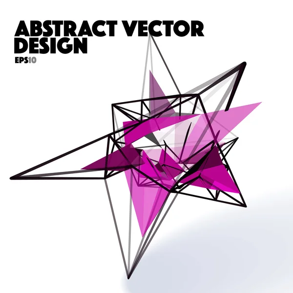 Low Poly Abstract Vector Design Element with Connection Lines — Stock Vector