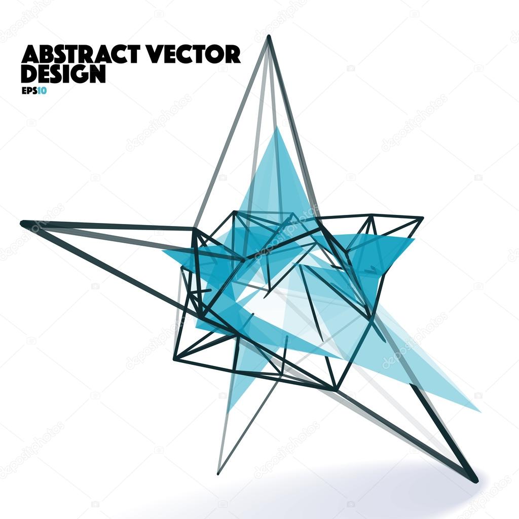Low Poly Abstract Vector Design Element with Connection Lines