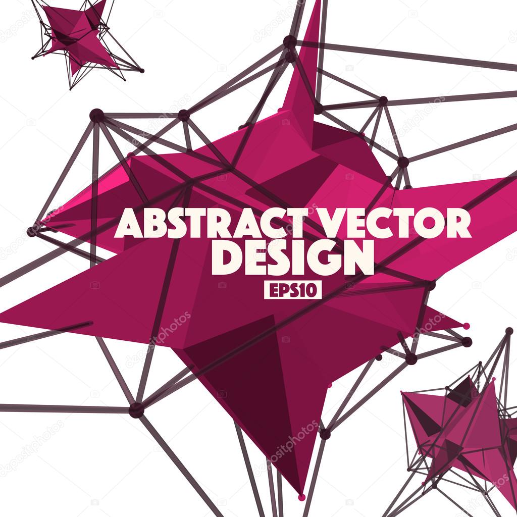 Low Poly Abstract Background Vector Element with Connection Line